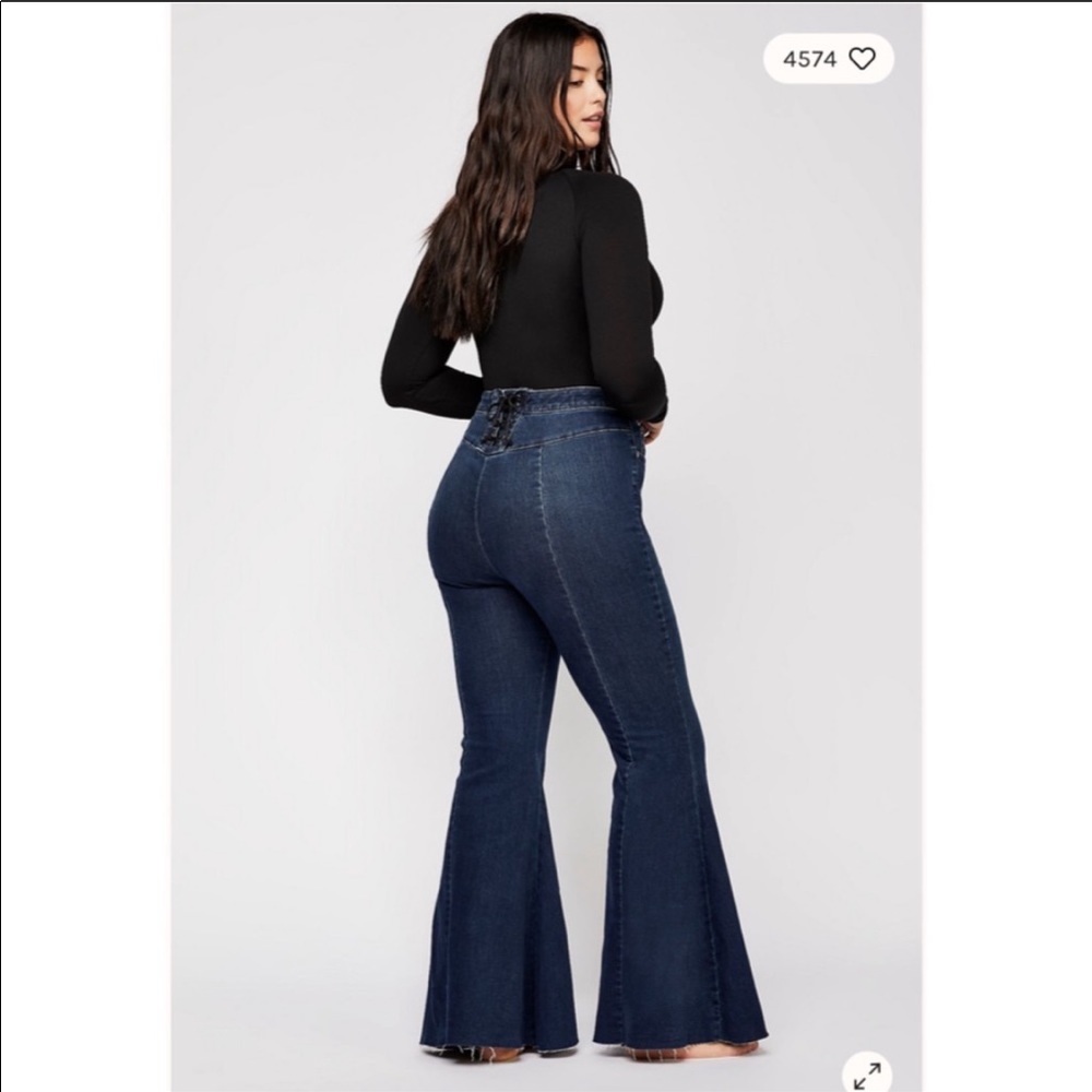 CRVY Super High-Rise Lace-Up Flare Jeans